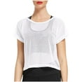 thumbnail image 2 of Summer Polyester Short Sleeve T Shirts for Women White Sexy Sheer Mesh Fishnet T-Shirt Crop Top Net Tee Shirt L, 2 of 7