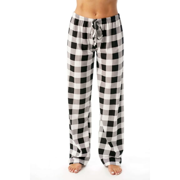 Women Buffalo Plaid Pajama Bottoms with Pockets Drawstring Plaid Sleepwear Pants Loose Stretch Lounge Sleepwear Nightwear Trousers