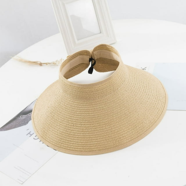 Chapeau de Plage à Large Bord pour Femmes UV Protection Chapeau à Visière Vide pour la Pêche à la Plage d'Été Randonnée