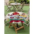 thumbnail image 4 of Outdoor Tablecloths with Umbrella Hole & Zipper, Gnomes Flowers Round Tablecloths 60 Inch, Spring Farmhouse Botanical Floral Striped Waterproof Table Cloth, Patio/Pool/Picnic Table Covers, 4 of 8