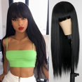thumbnail image 1 of 25 Inch High Temperature Filament Hair Bangs Long Straight Hair Soft Natural Color Style Cosplay Easy To Wear Clean Manage, 1 of 5