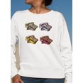 thumbnail image 2 of Pop Art Vintage Telephones Sweatshirt Women -Image by Shutterstock, Female Small, 2 of 4