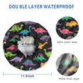 thumbnail image 3 of Shower Caps,Black Colorful Dinosaur Pattern Waterproof Shower Cap for Women 4 Pieces,Double Reusable Hair Cover for Shower PEVA Elastic Stretch Hem, 3 of 7