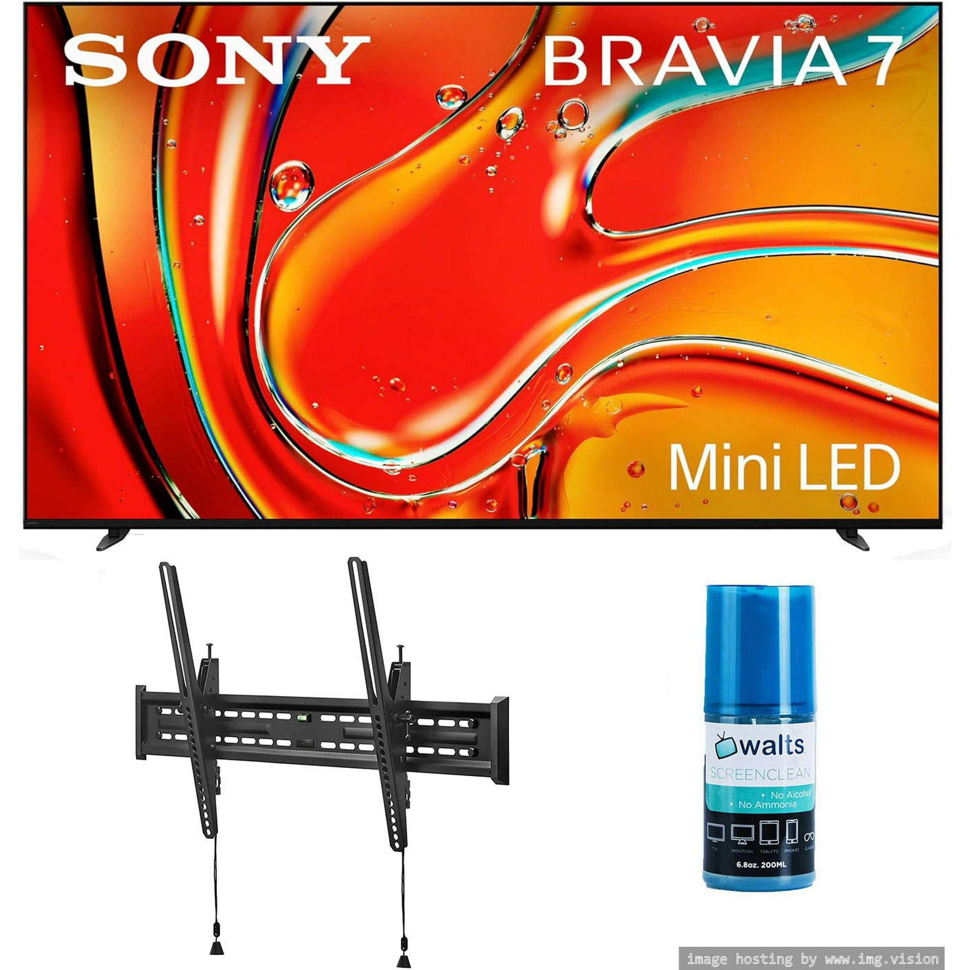 Sony K85XR70 85 Inch 4K Bravia LCD Mini LED Full Array HDR Google TV with a Walts TV Large/Extra Large Tilt Mount for 43"-90" Compatible TV's and Walts HDTV Screen Cleaner Kit (2024)
