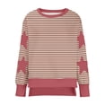 thumbnail image 4 of Timegard Womens Crewneck Sweatshirts Striped Long Sleeve Side Split Pullover Fall Casual Loose Tops, 4 of 6