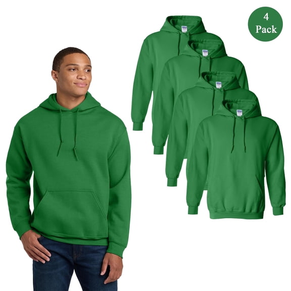 Gildan Men's Heavy Blend Hooded Sweatshirt, 4-Pack, Classic Fit Irish Green Color Pocket Hoodie, S