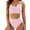 Pink, variant on WIZUTIZ Womens Tankini Bathing Suits Spaghetti Strap High Waist Push Up Slimming Swim Top with Swim Shorts Ribbed Color Block Bathing Suit Sleeveless U Neck Swimsuits 2 Piece Double Up Beach Black