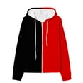 thumbnail image 4 of Uootdi Women's Two Tone Hoodie Jacket Zip Up Contrast Color Casual Oversized Sweatshirt Trendy Fall Fashion Outerwear Red Women Tops, 4 of 5