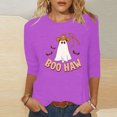 thumbnail image 1 of ICHUANYI Clearance Fashion Women Printed T-shirt Mid-length 3/4 Sleeves Blouse Round Neck Casual Tops(Purple, M) ICHUANYI WER2023080902822, 1 of 4