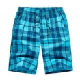 thumbnail image 3 of Fmbrln Mens Shorts Drawstring Waisted Plaid Printed Summer Beach Shorts Fashion Casual Trunks, 3 of 6