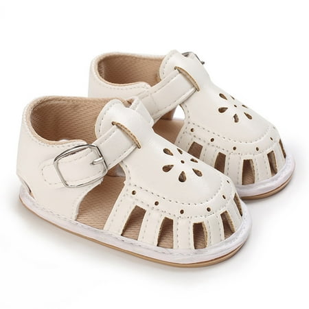

LYCAQL Baby Shoes Spring and Summer Children Baby Toddler Shoes Boys and Girls Sandals Flat Bottom Light Baby Sandals 12-18 Months (White 4 )