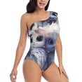 thumbnail image 3 of Sikiie Cute Animal Couple Print Women One Piece Swimsuits Tummy Control One Shoulder Bathing Suits Ruffle Swimwear, From S to XXL-Small, 3 of 6