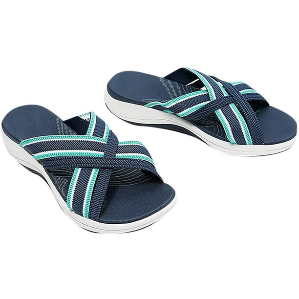 Product up-gradation-Stretch Cross Orthotic Slide Sandalias Mujer Sandalias Verano Zapatillas Adepaton WRMH-985-4