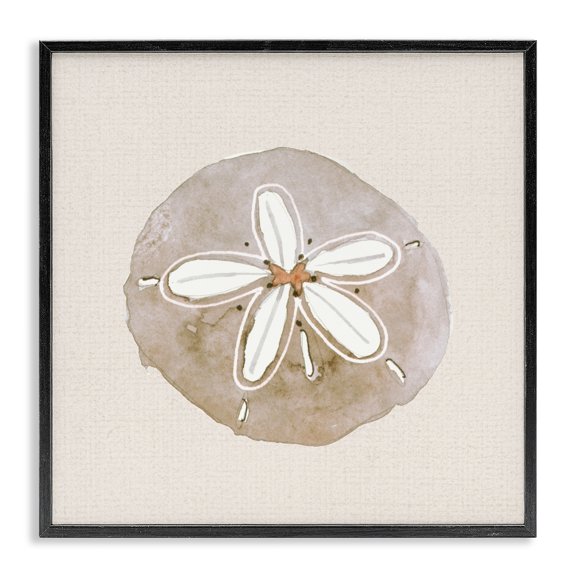 Stupell Industries Serene Beige Sand Dollar Black Framed Giclee Art, design by Lanie Loreth