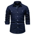 thumbnail image 1 of Man Long Sleeve Solid Color Lapel Button Fashion Fallow T-Shirt Tops, 1 of 1