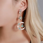 NUOKO Asymmetric Earrings Color Sun Moon Exaggerated And Opal Earrings Long Stud Earrings