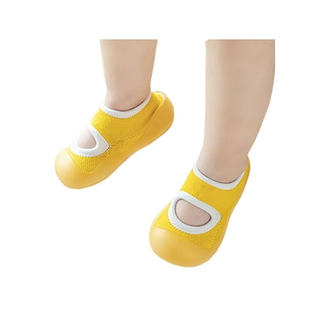 

Ritualay Girls Boys Floor Sock Shoes Slip On Socks First Walker Flats Casual Anti-collision Walking Shoe Baby Toddler Soft Sole Yellow 6.5C