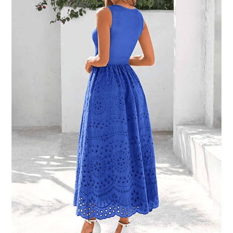 Women Summer Dresses Casual Sleeveless Crewneck A-Line Boho Lace Eyelet Cotton Tank Maxi Dress with Pockets - Walmart.com Women Summer Dresses Casual Sleeveless Crewneck A-Line Boho Lace Eyelet Cotton Tank Maxi Dress with Pockets - Walmart.com