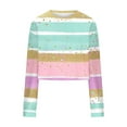 thumbnail image 4 of cocolona Womens Cropped Sweatshirts Fall Long Sleeve Crew Neck Shirts Fashion Casual Striped Print Pullover Tops, 4 of 5