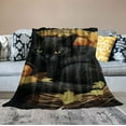 thumbnail image 2 of HENGT  Cute Black Cats Flannel Throw Blankets Cats Stars Moon Throw Blanket Gift Super Luxury Soft Warm Fuzzy Cozy Plush Blanket for Bed Sofa Couch and Travel, Lightweight Halloween Decor, 2 of 6