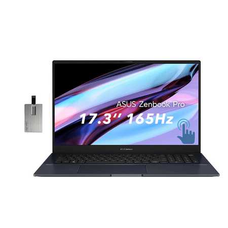 ASUS Zenbook Pro 17 17.3'' 165Hz WQHD Touchscreen Laptop, AMD Ryzen 7 6800H, NVIDIA GeForce RTX 3050, 16GB LPDDR5 RAM, 2TB SSD, Backlit keyboard, Win 11 Home, Black, 32GB Snow Bell USB Card