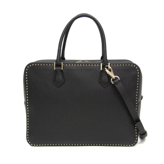 Pre-Owned Valentino Garavani Lockstuds Women's Leather Handbag,Shoulder Bag Black (Good)