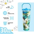 thumbnail image 3 of 30 Oz Sea Turtle Tumbler with Top Handle and Flip Straw, Blue Marble Stainless Steel Travel Cups Birthday Turtle Lover Gifts for Women Men (1PC), 3 of 6