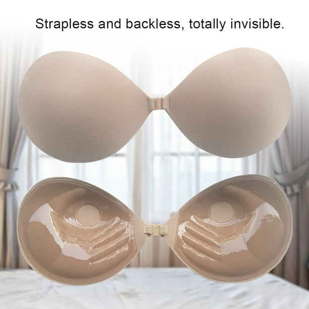 Buy Women's Lightly Padded Self Adhesive Strapless Bandage Underwire  Backless Solid Invisible Stick Gel Silicone Push Up Underwear Bra (A,  Beige) at