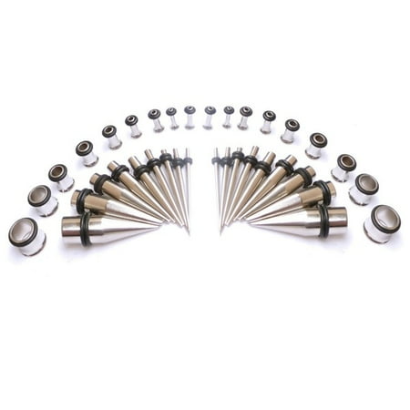 - 36-Piece Ear Stretching Kit - 316L Surgical Steel Tapers and Tunnels Ear Expanders - 14GA-00GA