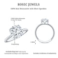 thumbnail image 5 of Rosec Jewels Certified Moissanite Cushion Cut Engagement Ring 3 Carat - Moissanite Solitaire Ring - 8 mm - D-VS1 Grade, 925 Sterling Silver, US 4.00, 5 of 8