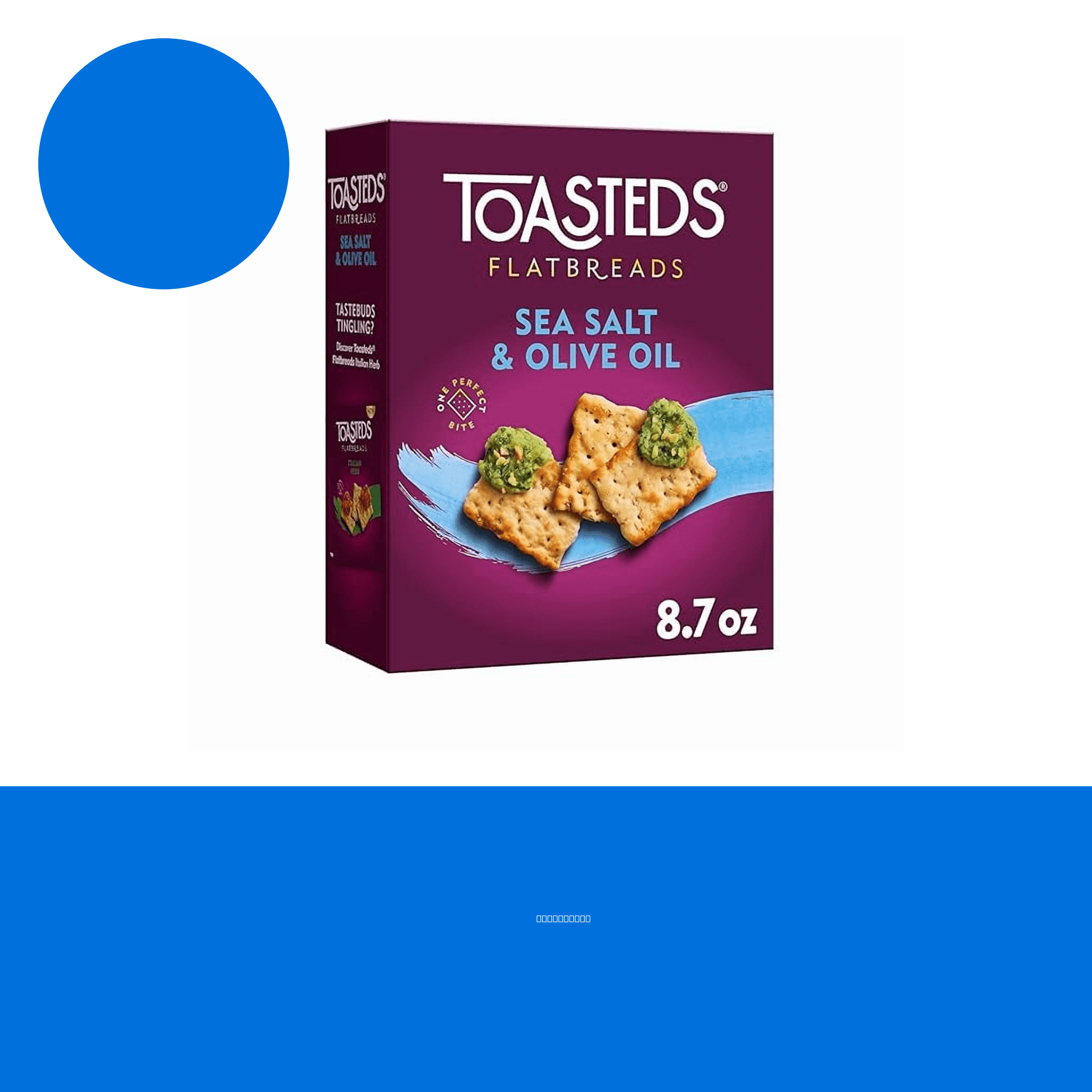 Toasteds Flatbreads Sea Salt and Olive Oil Crackers, Party Snacks, 8.7 oz (Pack of 4)