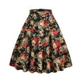 thumbnail image 2 of SWSMCLT Women's Midi Skirt Vintage High Waist Peasant Floral Printed Summer Pleated Cotton Casual Fall Fashion Basic Black Apricot Large, 2 of 4