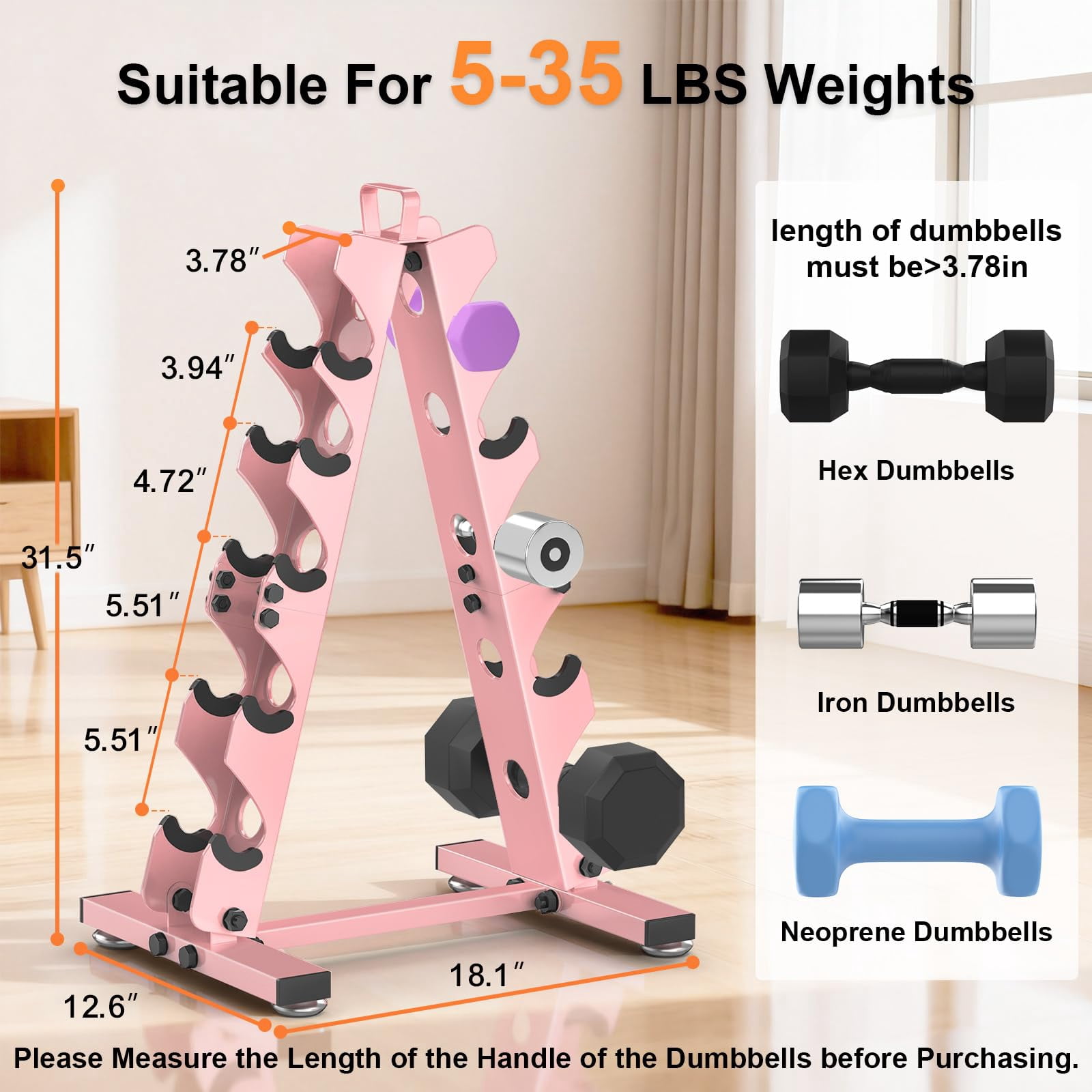 6-tier|5-tier|4-tier Dumbbell Rack Stand Only  Weight For Home Gym Storage Weights Metal A-frame Strength Holder With Handle (dumbells Not Included)