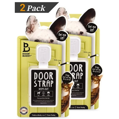 Door Buddy Adjustable Door Latch (Grey 2 Pack + Bonus Adhesives). Simpler Way to Dog Proof Litter Box. No more Pet Cates or Cat Doors. Convenient Cat & Adult Entry. Stop Dog Eating Cat Poop