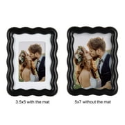 Mainstays 5 x 7 Black Wavy Tabletop Picture Frame, Fits 3.5 x 5 Photo with Mat