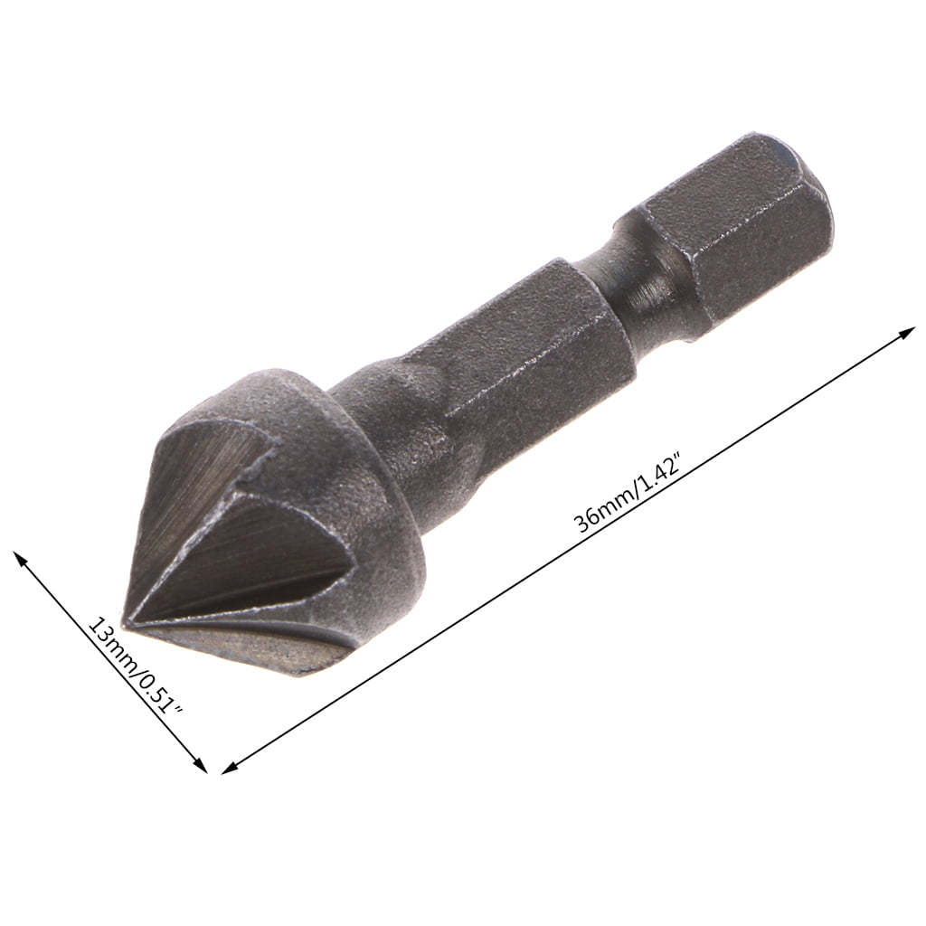 WUXUN-Drill Bit 6 Flute Counter Sink Drill Bit 90 Degree Point Angle Chamfer Cutting Woodworking Tool 