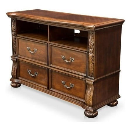 Bowery Hill 4-Drawer Traditional Wood Media Chest in Brown Cherry