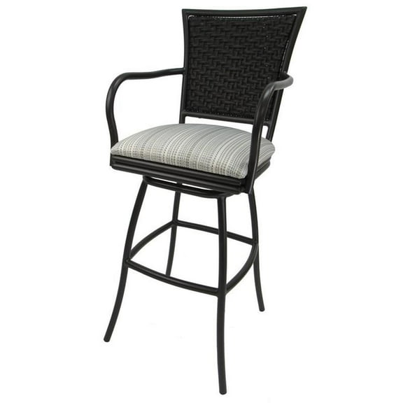 Swivel  30" Bar Stool Erin Outdoor- Natural Fun Stripe