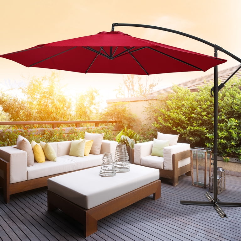 laurel canyon patio umbrella 4 Pcs 185 Lbs Offset Cantilever Base Heavy Duty Stand Filled with Water or Sand for Deck Pool&Lawn, Black Garden LAUREL CANYON 6.5ft Beach Umbrella