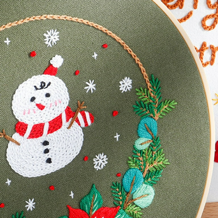 6 Sets Christmas Embroidery Kit with Pattern and Instructions Embroidery  Starter Kit Embroidery Pattern Hoop Colored Threads Needlepoint Kit for