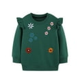 thumbnail image 2 of SGMVNU Girls Cartoon Pullover Sweatshirts Toddler Girl Long Sleeve Sweater Shirts Embroidery Crew Neck Ruffle Hem Tops for Kids(Size 90, Dark Green), 2 of 6