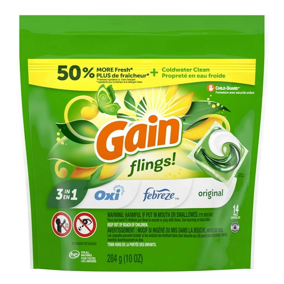 Gain Flings Laundry Detergent Pacs with Oxi Boost, Gain Original Scent
