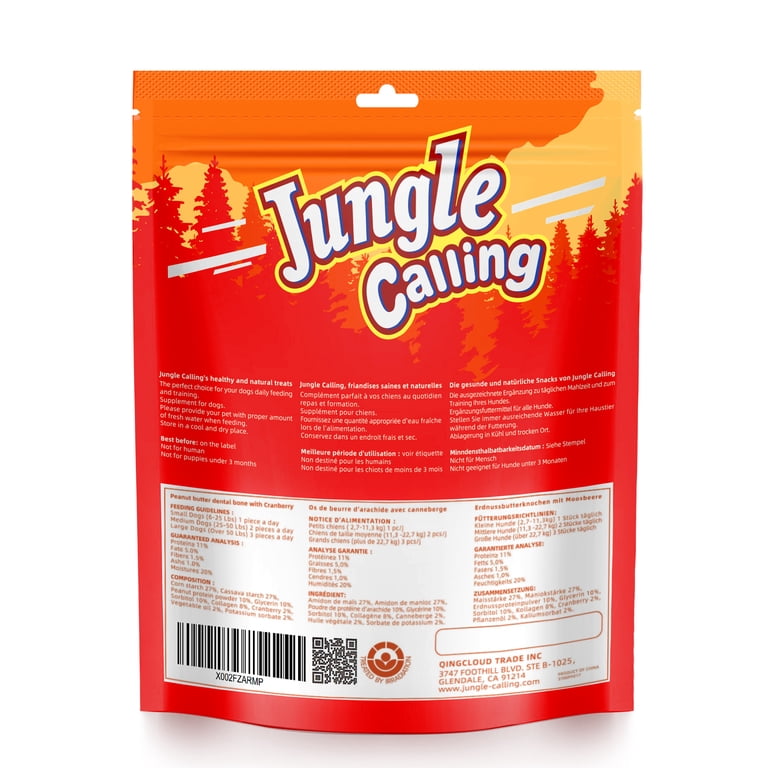 Jungle Calling Rawhide-Free Peanut Butter Dog Bone Chews, 4-Count photo 3