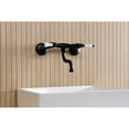 thumbnail image 3 of Kingston Brass KS2110PL Kingston Double-Handle 2-Hole Wall Mount Bathroom Faucet in Matte Black, 3 of 8