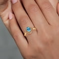 thumbnail image 4 of Gem Stone King 1.34 Ct Oval Checkerboard Swiss Blue Topaz 18K Yellow Gold Plated Silver Ring (Size 6), 4 of 4