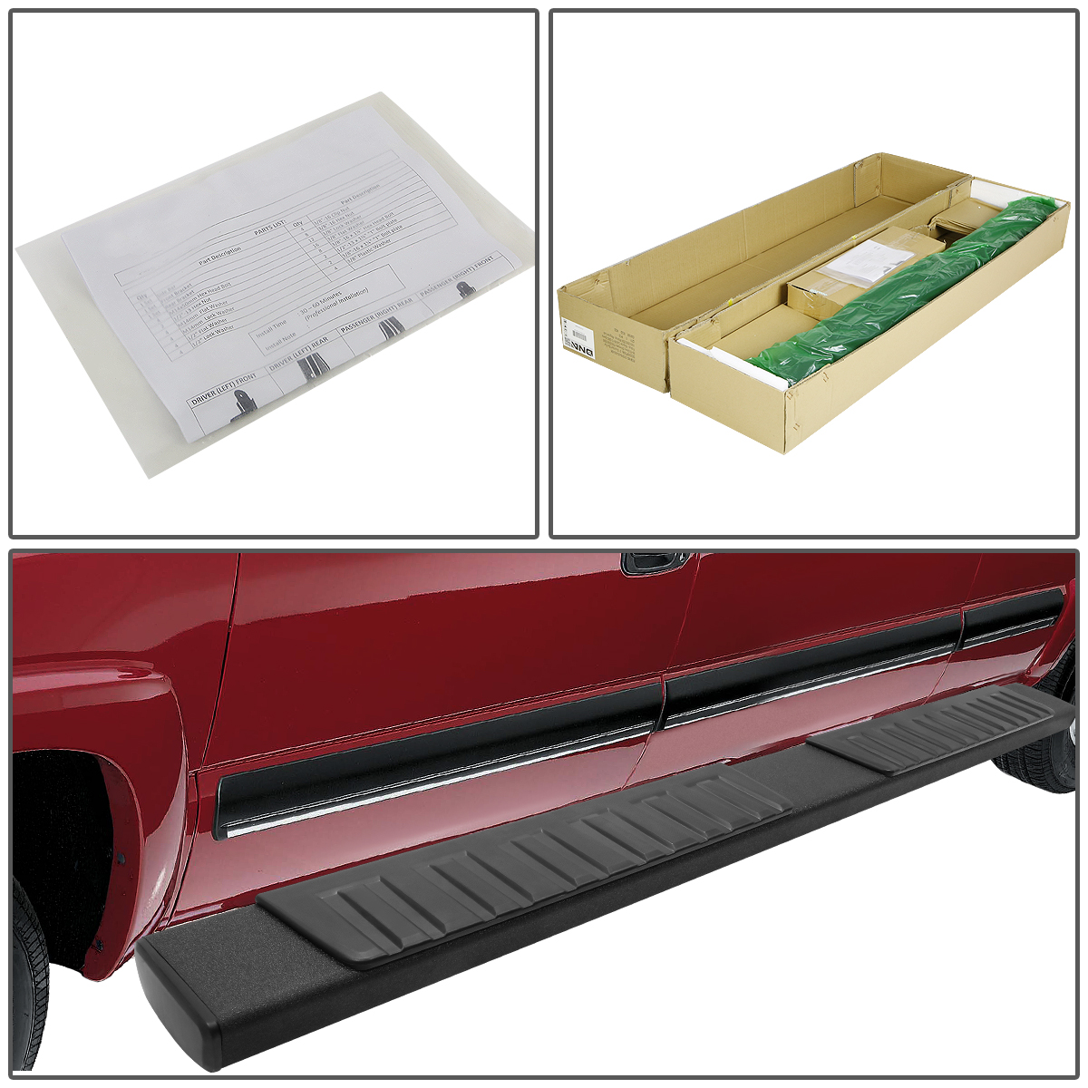 DNA Motoring For 07-19 Silverado Sierra Crew Cab Black 6" Running Board Side Step Nerf Bar