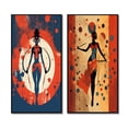 thumbnail image 2 of Designart "Kali, the Tantric Goddess Retro Illustration III" Hinduisim Framed Wall Art Set Of 2 - Traditional Orange Frame Gallery Set For Office Decor, 2 of 6