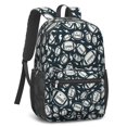 thumbnail image 2 of Football Text Black Pattern 17" School Backpacks for Teens,Waterproof Oxford Fabric,S-Shape Padded Straps for School,Travel,Hiking,Camping, 2 of 6