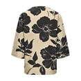 thumbnail image 2 of TaTaai Women's Roll Tab Sleeve Blouse, Printed V Neck Shirt, Linen Look Three Quarter Top for Casual Summer Gift, 2 of 5