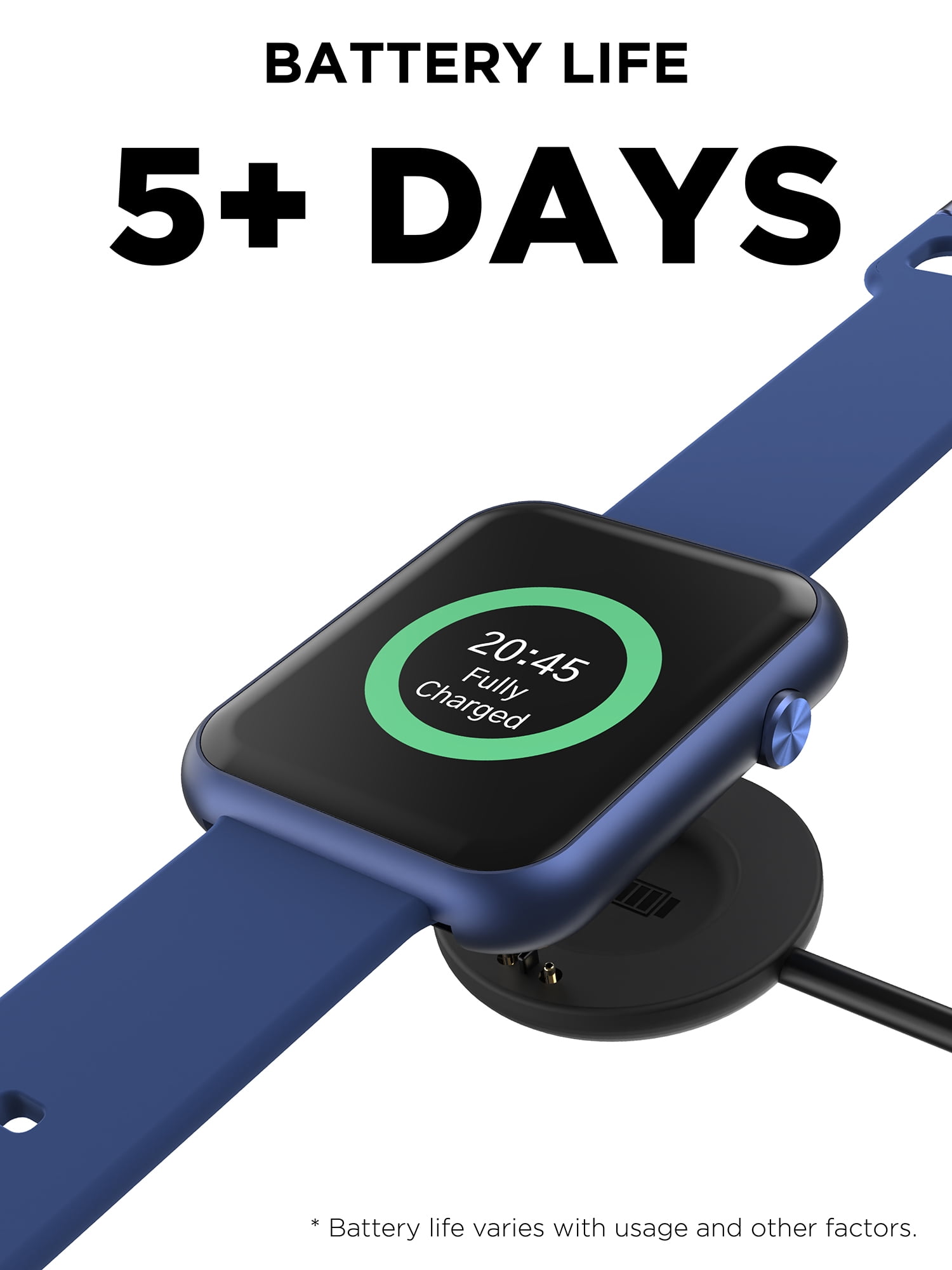 iTech Fusion 3 Unisex Adult Rectangular Smart Watch, Blue, Silicone Strap